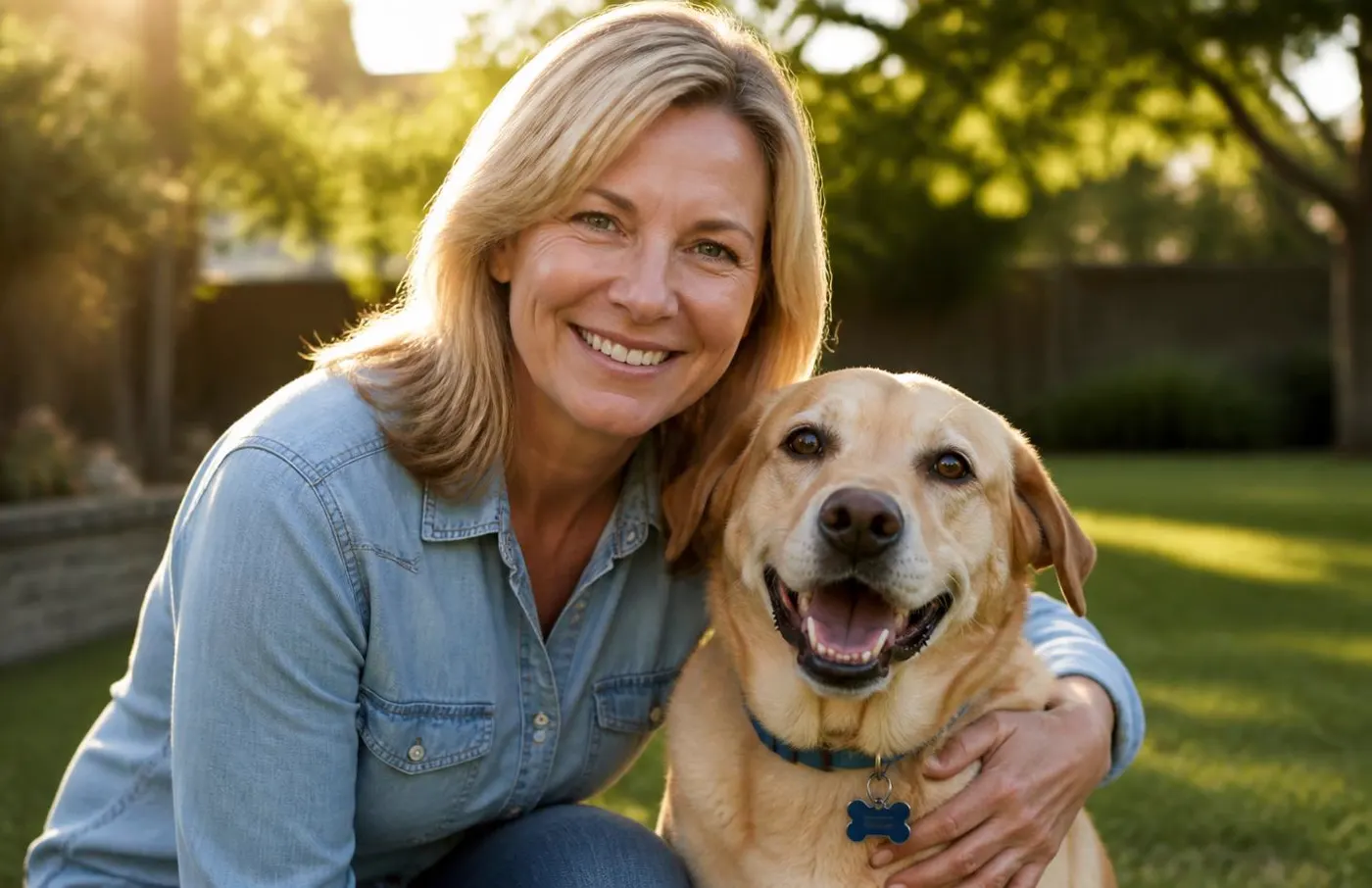 Sarah sitting with a dog at home